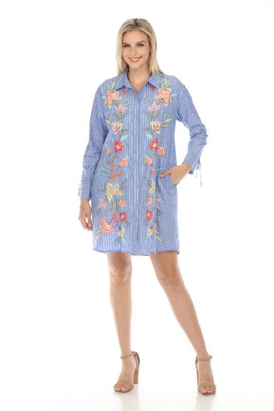 One-DAY Sale Johnny Was Workshop Stripe Camella Ruched Sleeve Tunic Dress Boho Chic W29024