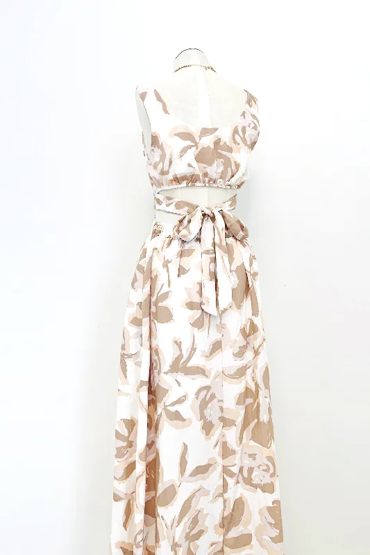 Amazing Deals Muted Floral Cut Out Maxi