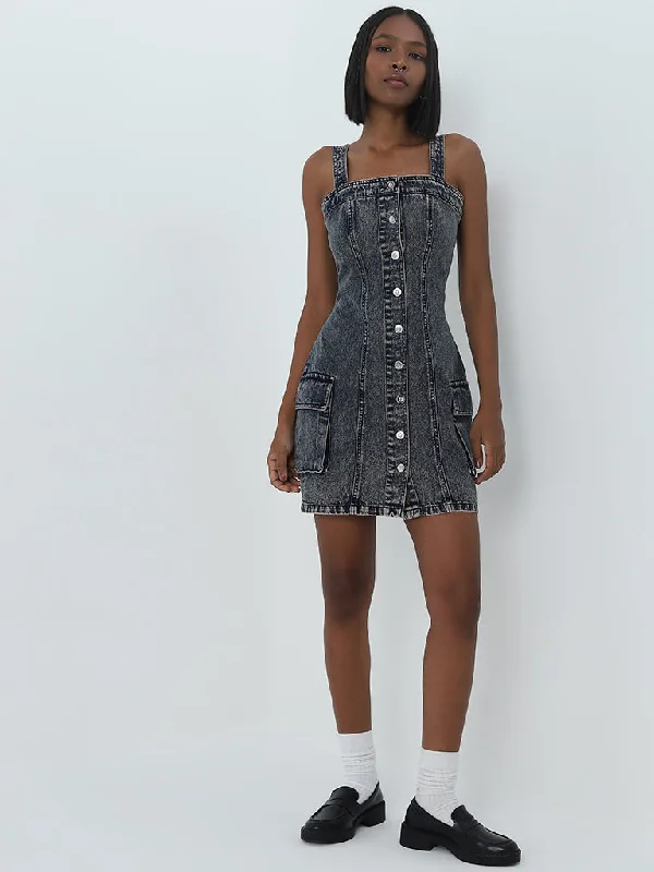 Don't Wait Nuon Dark Blue Bodycon Denim Dress