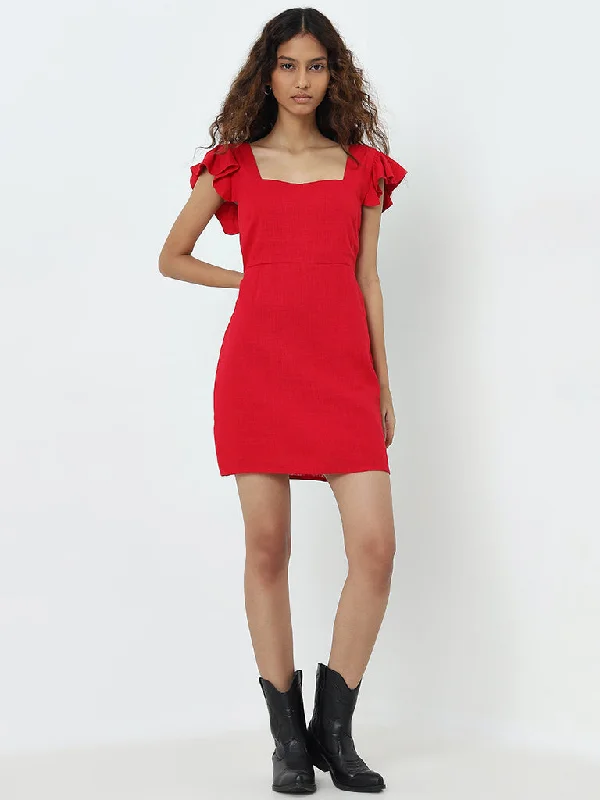 Unbeatable Prices Nuon Red Knot-Detailed A-Line Cotton Dress