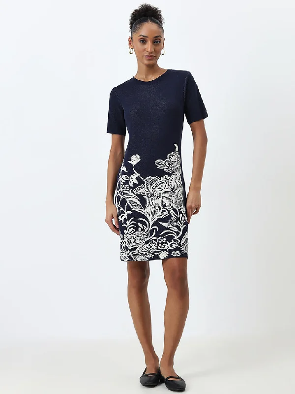 Crazy Savings Wardrobe Indigo Floral Printed Straight Dress