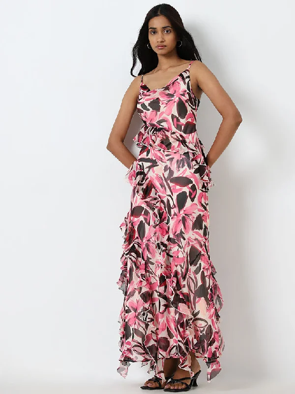 Flash Deals Wardrobe Pink Ruffled A-Line Dress