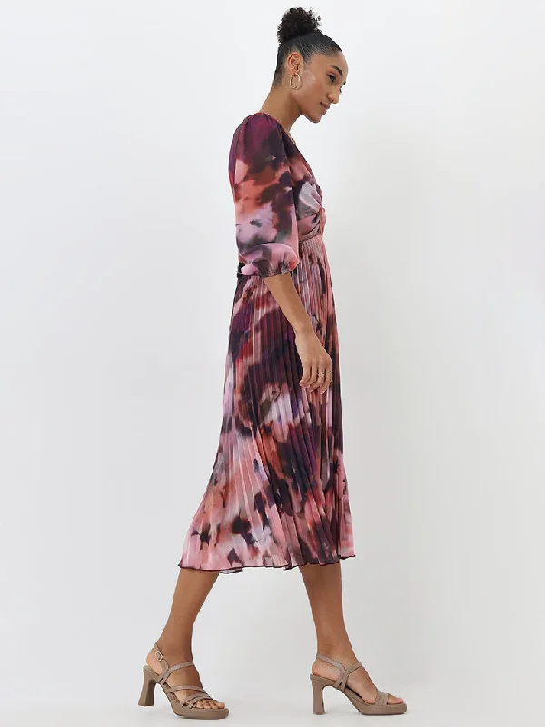 Mega Sale Wardrobe Purple Tie-Dye Empire Line Dress