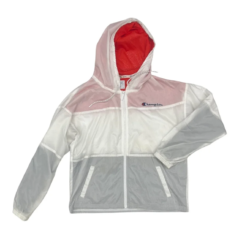 Super Sale Athletic Jacket By Champion In White, Size:M