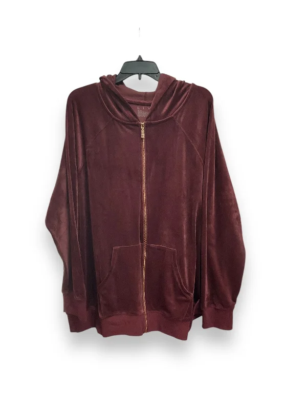 Bargain Bin Athletic Jacket By Livi Active In Maroon, Size: 3x