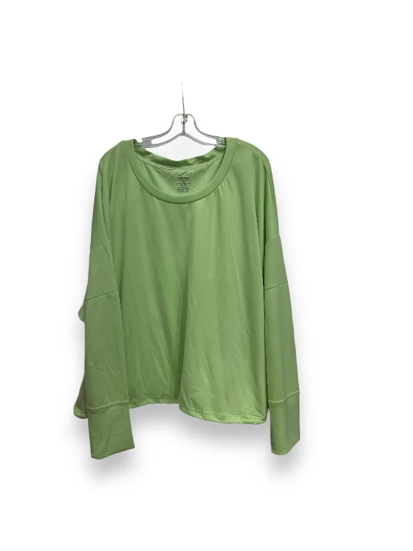 Weekend Special Athletic Top Long Sleeve Collar By Nine West In Green, Size: 3x