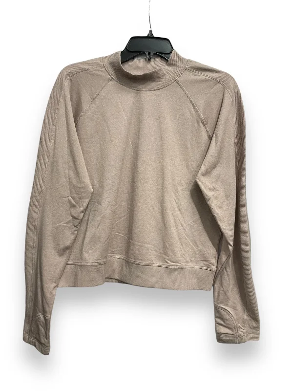 Clearance Sale Athletic Top Long Sleeve Crewneck By Old Navy In Taupe, Size: L