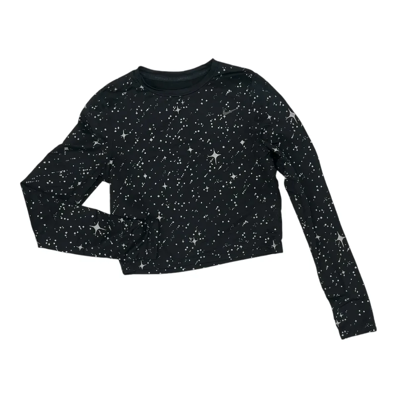 Super Deal Athletic Top Ls Crewneck By Nike Apparel In Black & Silver, Size:M