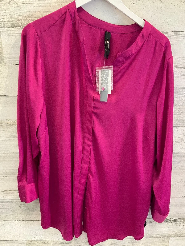 Blowout Sale Blouse 3/4 Sleeve By Melissa Mccarthy In Pink, Size: 2x