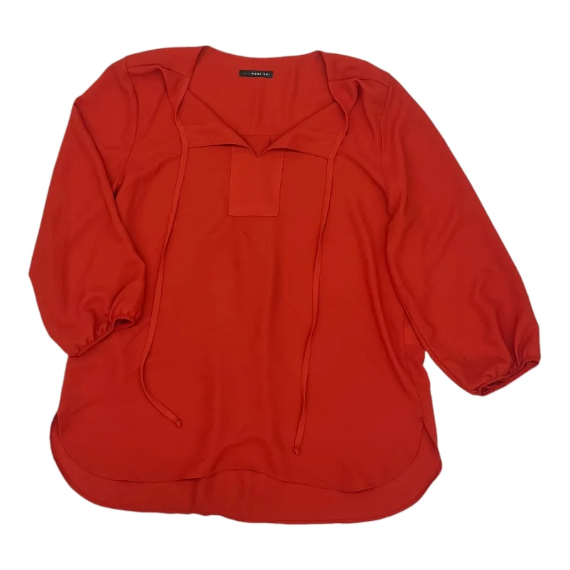 New Markdowns Blouse 3/4 Sleeve By West Kei In Orange, Size:M