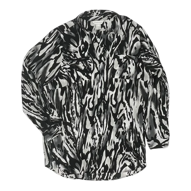 Exclusive Access Blouse Ls By Christopher And Banks In Black & White, Size:L