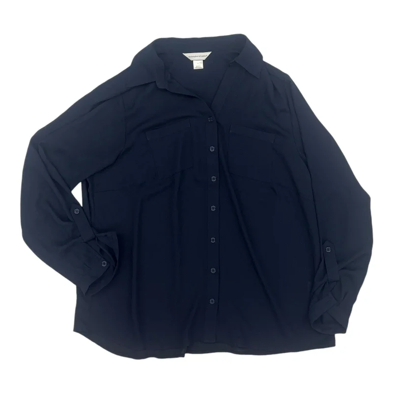 Grand Opening Sale Blouse Ls By Christopher And Banks In Navy, Size:L