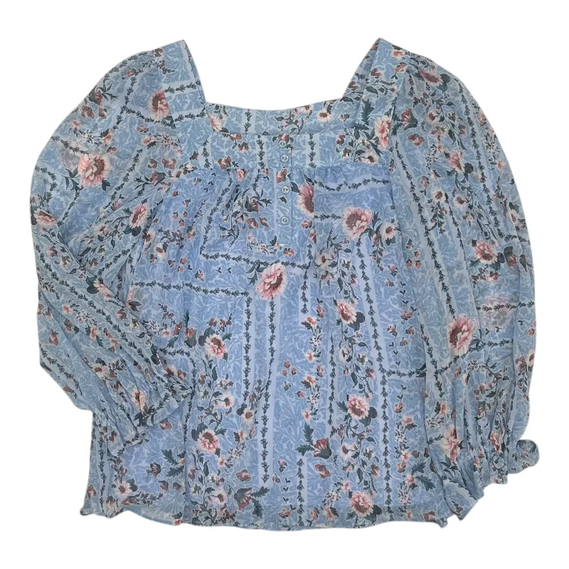 While Supplies Last Blouse Ls By Lc Lauren Conrad In Blue, Size:L