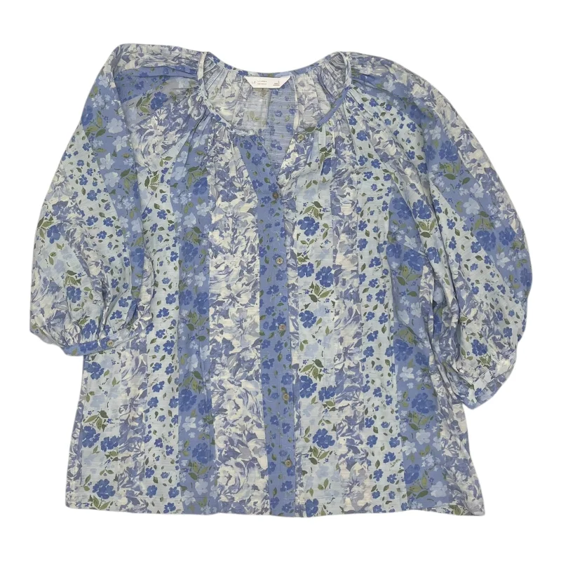 Special Promotion Blouse Ls By Lc Lauren Conrad In Blue, Size:L