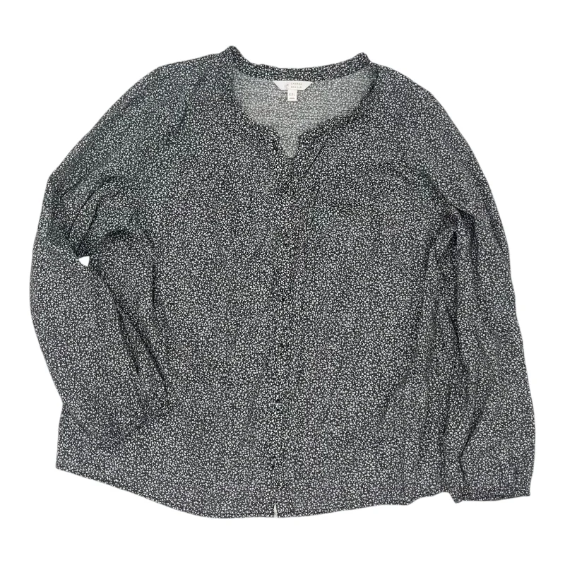 Crazy Deals Blouse Ls By Lc Lauren Conrad In Grey & White, Size:Xxl