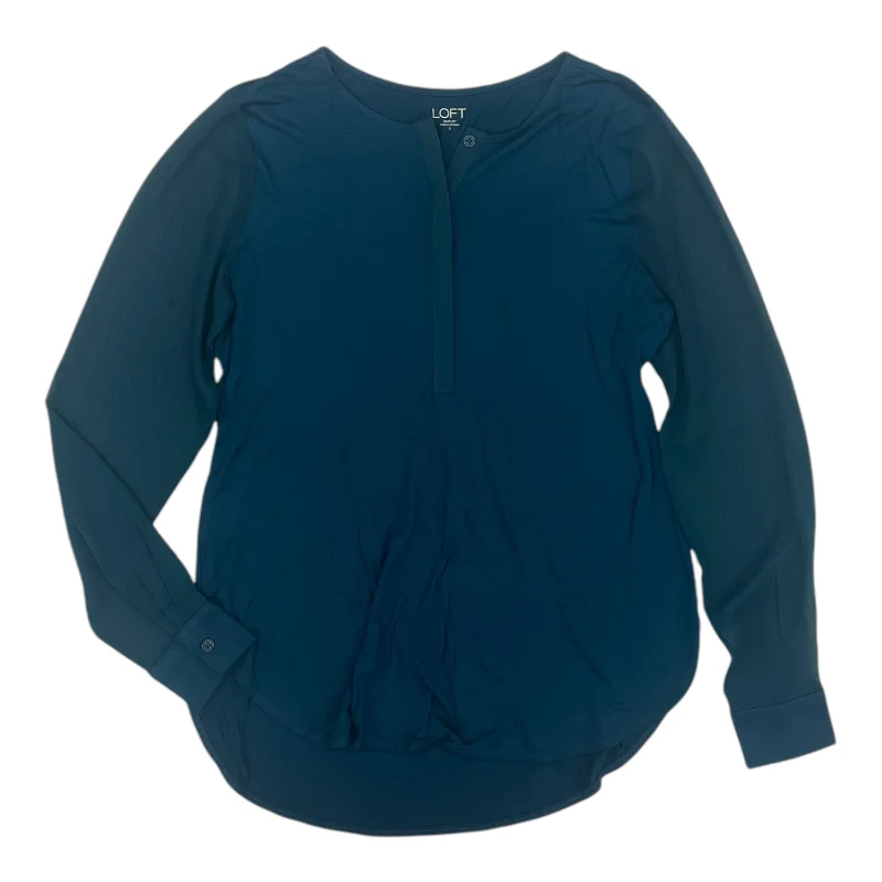 Doorbuster Deal Blouse Ls By Loft In Blue, Size:S
