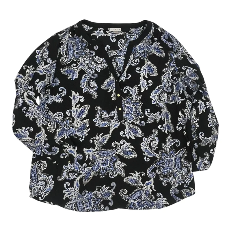 Special Price Blouse Ls By Roz And Ali In Black & Blue, Size:2X