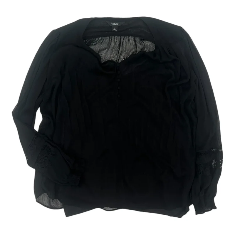 Can't Miss Blouse Ls By Simply Vera In Black, Size:L