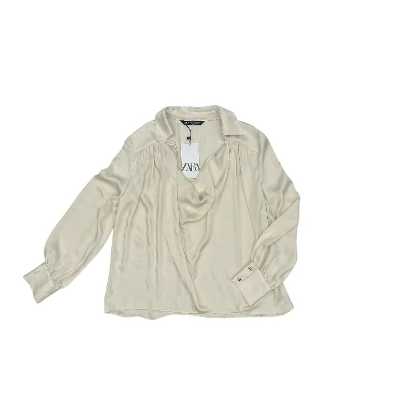 Sneak Peek Sale Blouse Ls By Zara In Cream, Size:M
