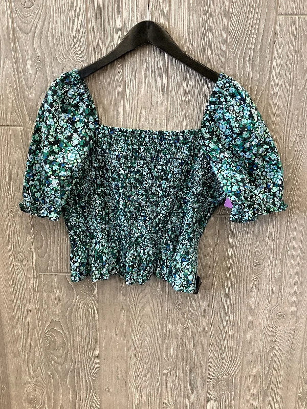 Savings Event Blue & Green Top Short Sleeve J. Crew, Size Xxl
