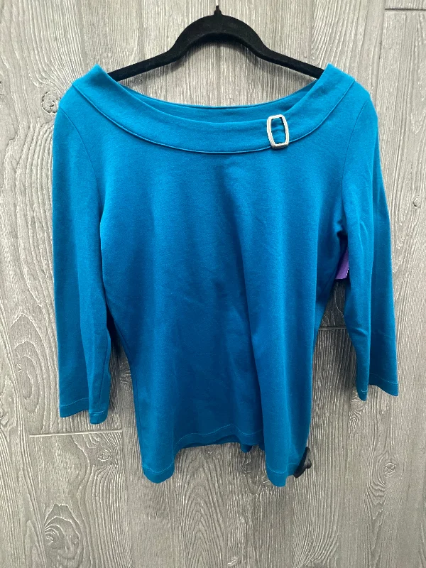 Online Only Blue Top 3/4 Sleeve Kim Rogers, Size M