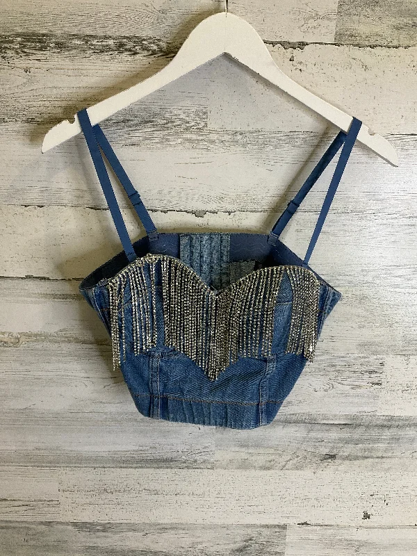 Shop and Save Bralette By Cme In Blue Denim, Size: M