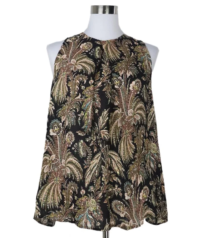 Etro Black Floral Print Blouse sz 10