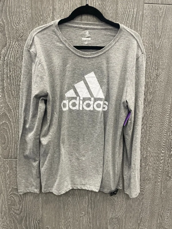 Limited Edition Grey Athletic Top Long Sleeve Crewneck Adidas, Size Xl