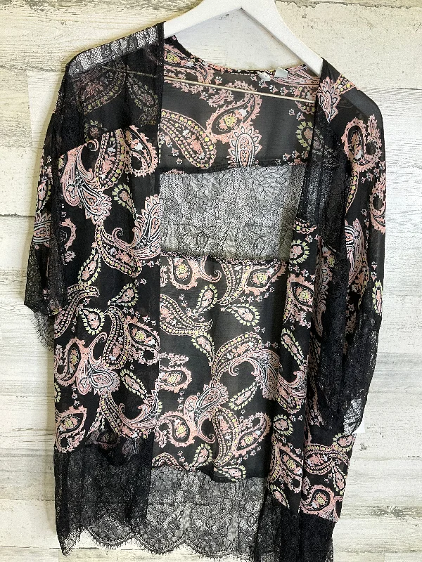 Deal Mania Kimono By Cato In Black & Pink, Size: Xl
