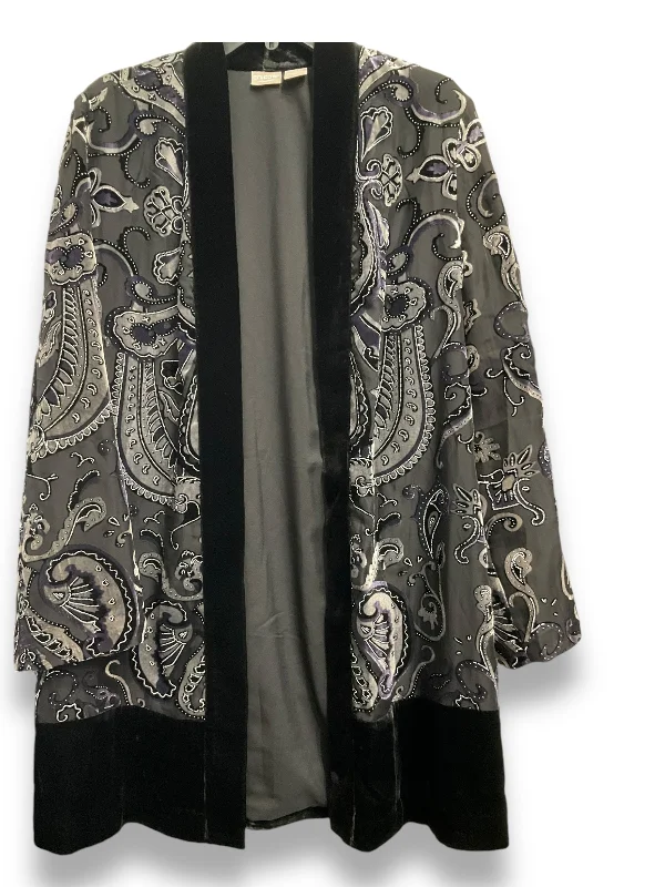 Bargain Prices Kimono By Chicos In Black & Blue, Size: L