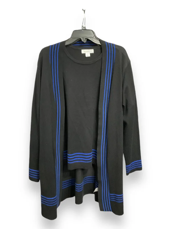 Special Price Sweater 2pc By Liz Claiborne In Black & Blue, Size: L