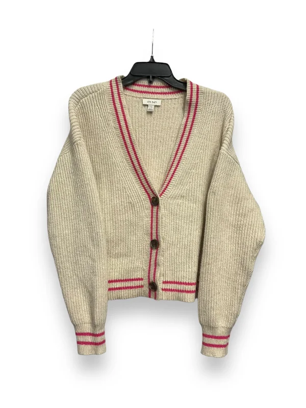 Can't Miss Sweater Cardigan By Cmc In Cream & Pink, Size: M