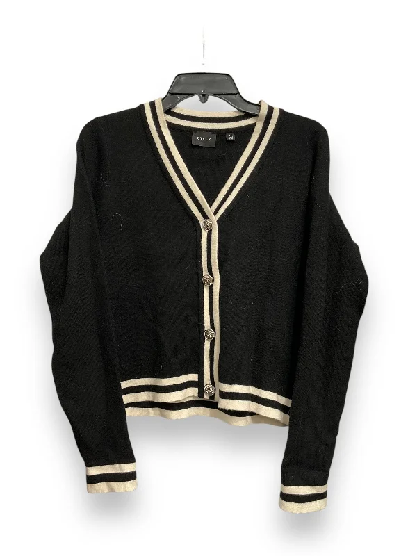 Weekend Deal Sweater Cardigan By Cyrus Knits In Black & White, Size: M