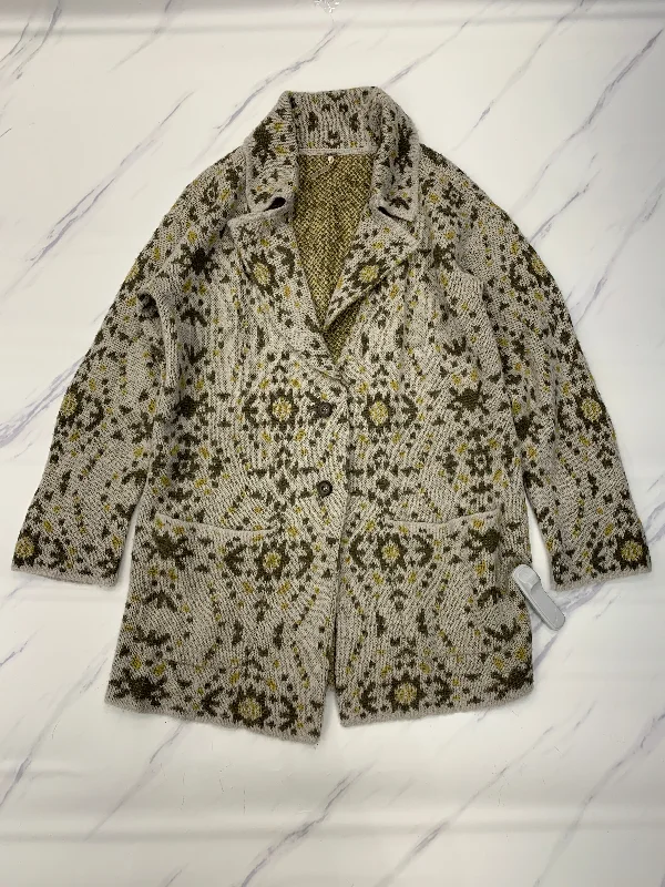 Act Fast Sweater Cardigan By Free People In Green & Yellow, Size: Xs
