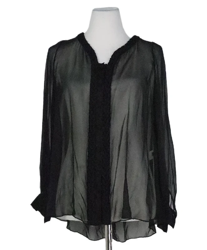 Thakoon Black Silk Sheer Blouse sz 4