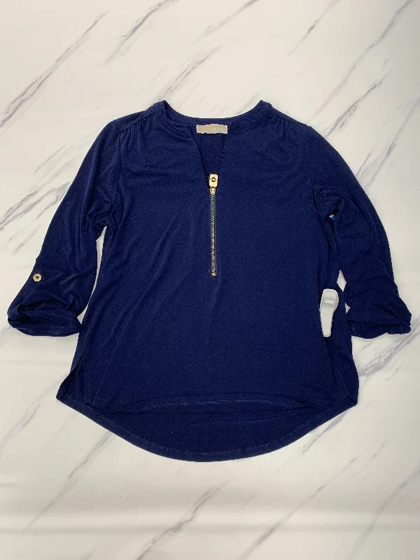 While Supplies Last Top 3/4 Sleeve Basic By Michael By Michael Kors In Blue, Size: L