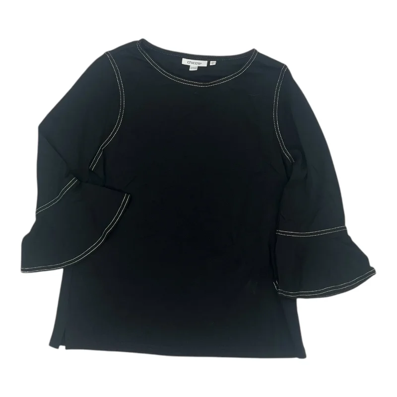 Special Promotion Top 3/4 Sleeve By Chicos In Black, Size:S