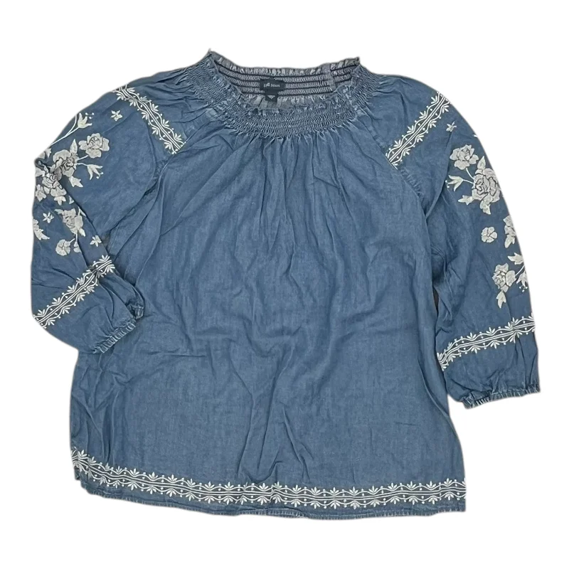 Super Deal Top 3/4 Sleeve By J. Jill In Blue Denim, Size:S