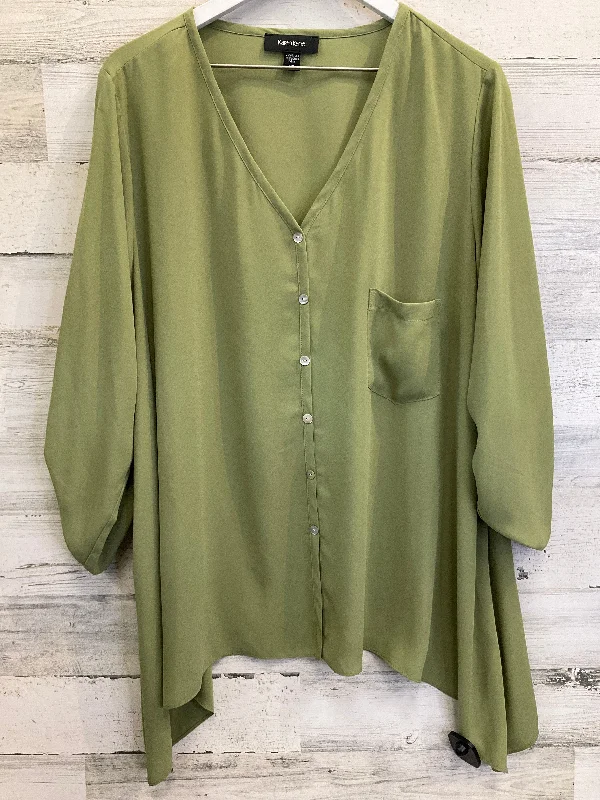 Lowest Prices Top 3/4 Sleeve By Karen Kane In Green, Size: 3x
