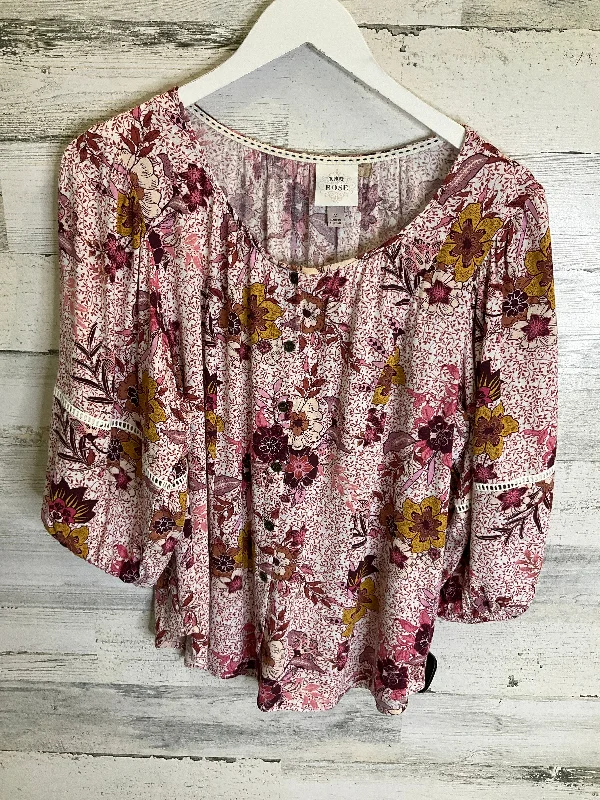 Online Specials Top 3/4 Sleeve By Knox Rose In Red & White, Size: M