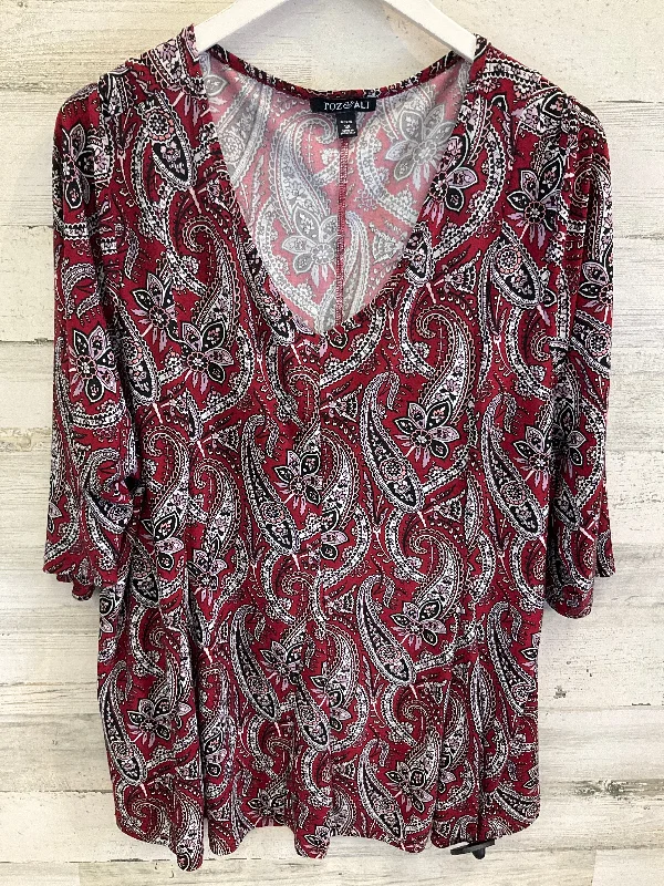 Bargain Bin Top 3/4 Sleeve By Roz And Ali In Multi-colored, Size: 3x