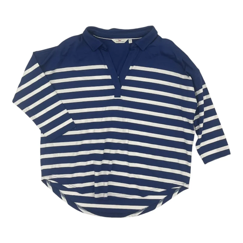Lowest Price Top 3/4 Sleeve By Vineyard Vines In Blue & White, Size:S