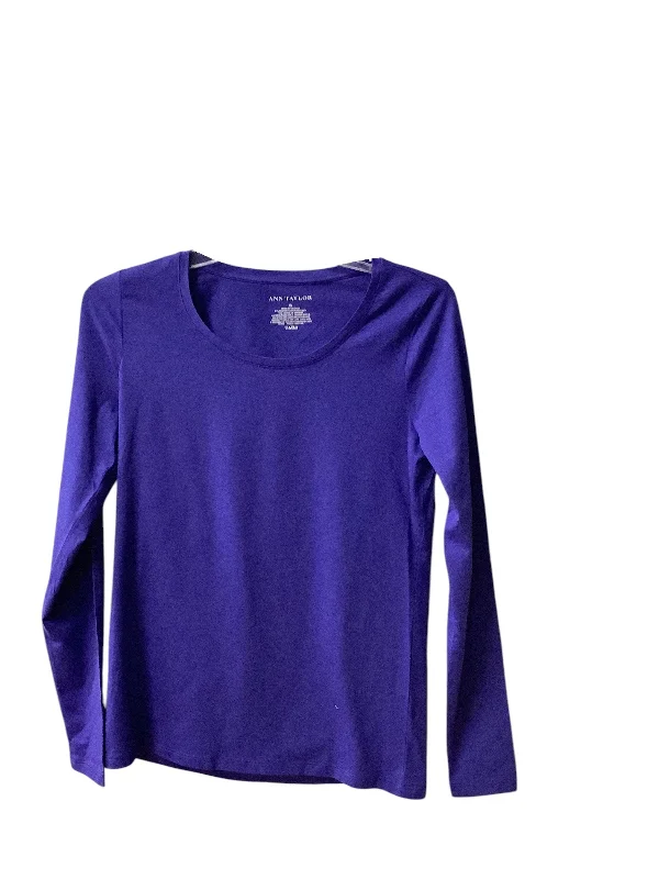 Top Long Sleeve Basic By Ann Taylor In Purple, Size: S