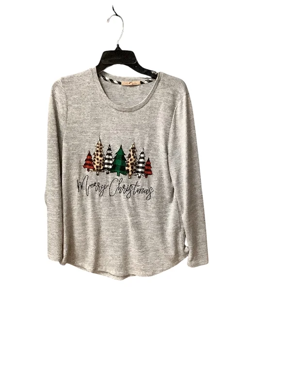 Buy Now Top Long Sleeve Basic By Cme In Grey, Size: M