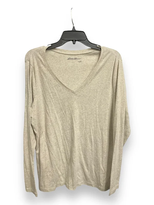Seasonal Sale Top Long Sleeve Basic By Eddie Bauer In Tan, Size: Xxl