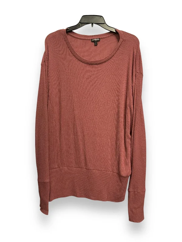 Deep Discounts Top Long Sleeve Basic By Express In Pink, Size: L