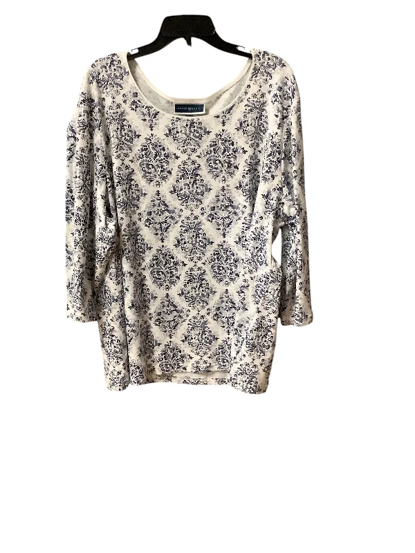 Limited Stock Top Long Sleeve Basic By Karen Scott In Blue, Size: 3x