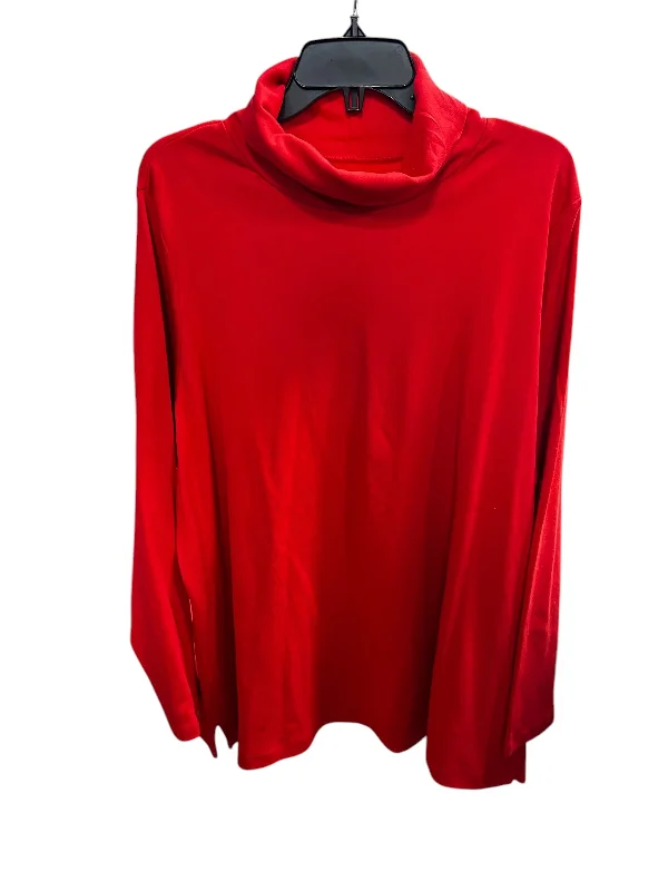 Special Savings Top Long Sleeve Basic By Lands End In Red, Size: 3x