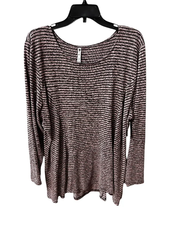 Mega Sale Top Long Sleeve Basic By Leo And Nicole In Striped Pattern, Size: 2x