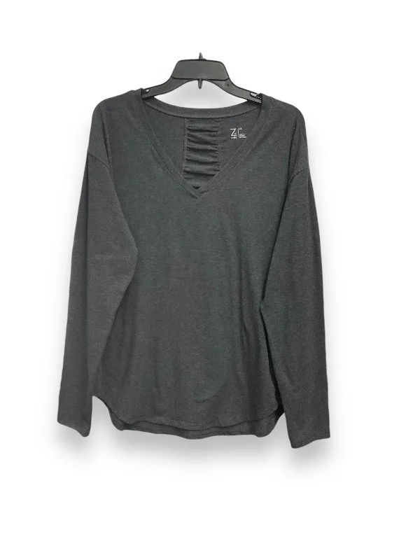 Closeout Top Long Sleeve Basic By Zella In Grey, Size: Xl